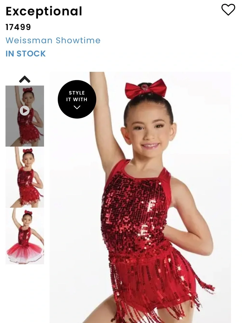 Exceptional 17499 Weissman Showtime dance costumes size sc